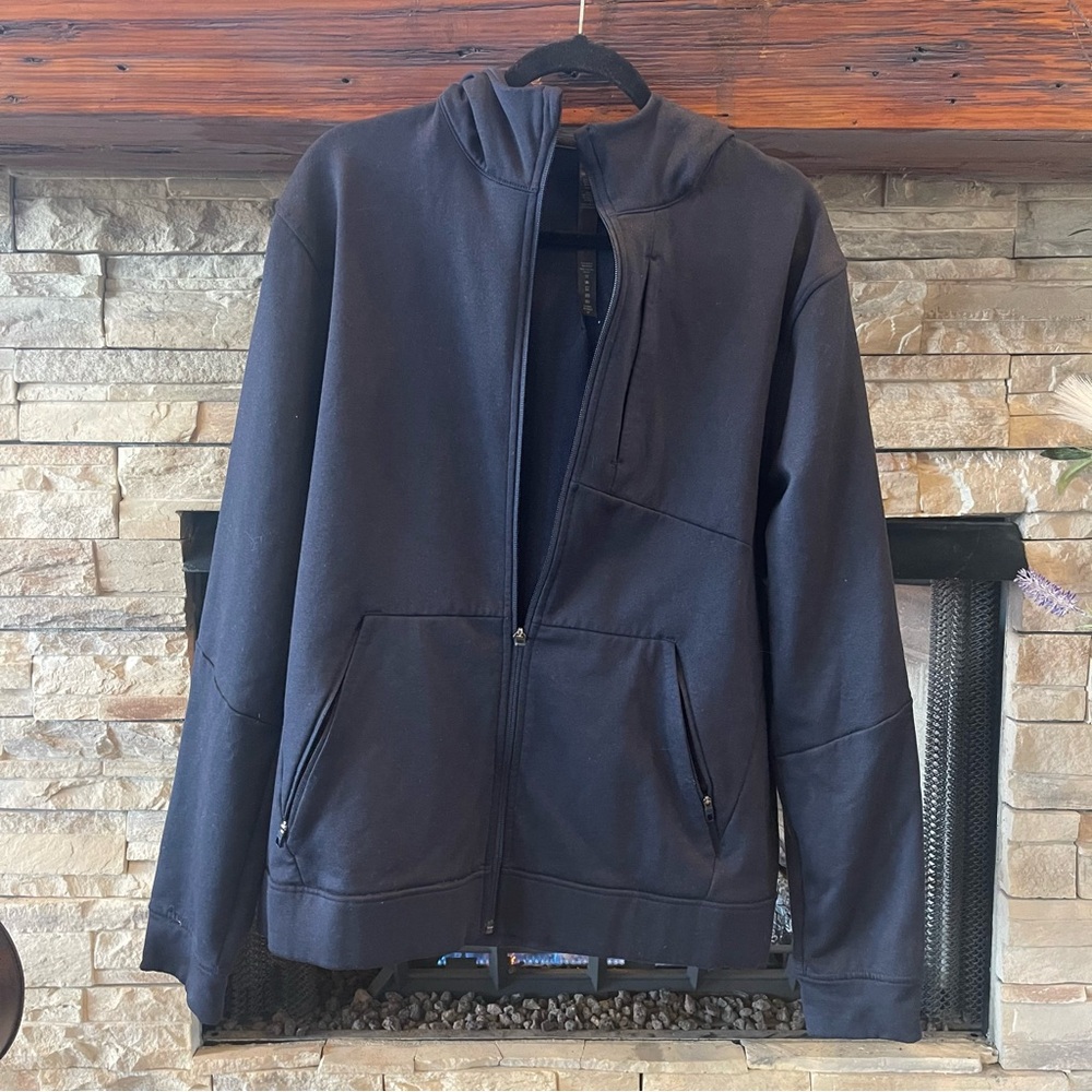 Lululemon Hoodie Mens Large fitted Navy Activewear Athletic Workout City Sweat